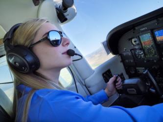 Aeronautics instructor in the cockpit