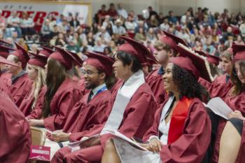 Graduates at commencement